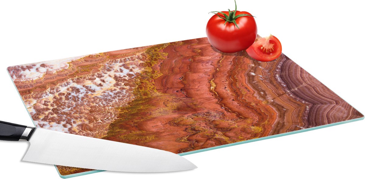 Glazen Snijplank - 39x28 - Marmer - Natuursteen - Textuur - Snijplanken Glas