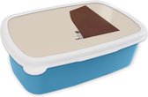 Broodtrommel Blauw - Lunchbox - Brooddoos - Vintage - Pastel - Jongen - 18x12x6 cm - Kinderen - Jongen