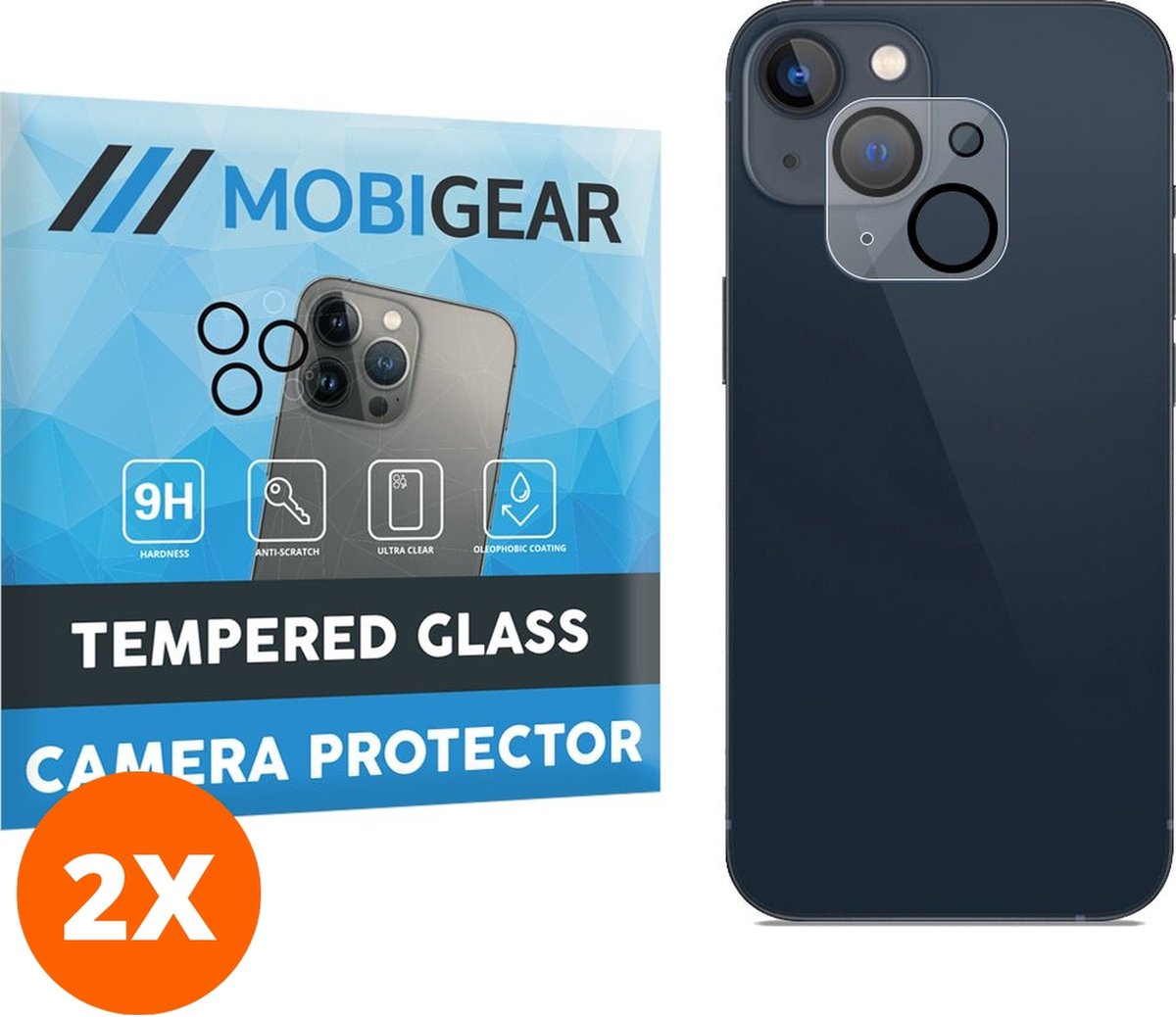 Mobigear Screenprotector geschikt voor Apple iPhone 14 Glazen | Mobigear Camera Protector - Case Friendly (2-Pack)