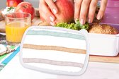 Broodtrommel Wit - Lunchbox - Brooddoos - Lijn - Pastel - Regenboog - Patronen - 18x12x6 cm - Volwassenen
