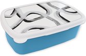 Broodtrommel Blauw - Lunchbox - Brooddoos - Lijn - Minimalisme - Design - 18x12x6 cm - Kinderen - Jongen