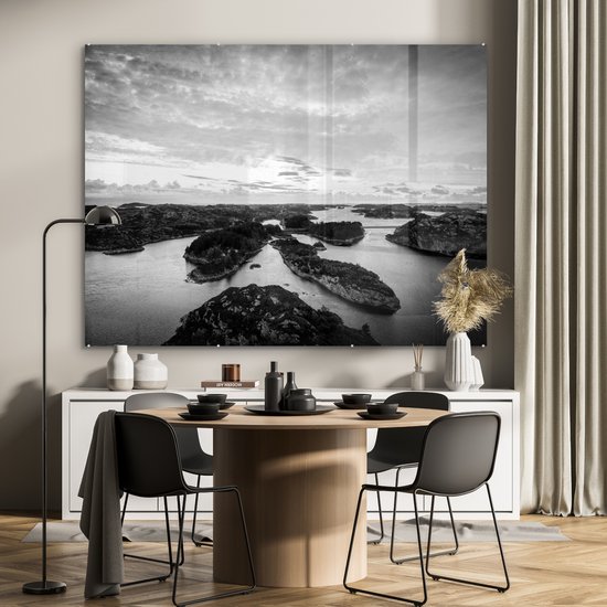 MuchoWow® Peinture sur verre 160x120 cm - Peinture sur verre acrylique - Photo noir et blanc des îles de la mer du Nord - Photo sur verre - Peintures