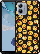 Cazy Hoesje Zwart geschikt voor Motorola Moto G53 5G Emoji