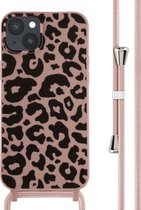 iMoshion Hoesje Geschikt voor iPhone 14 Plus Hoesje Met Koord - iMoshion Siliconen design hoesje met koord - Roze / Animal Pink