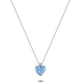 Twice As Nice Halsketting in zilver, hart, lichtblauwe kristallen 40 cm+3 cm