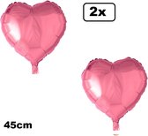 2x Ballon aluminium coeur rose (45 cm) - mariage mariage mariée coeurs ballon fête festival amour blanc