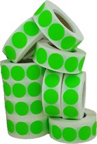 Sticker Set - "Groen Fluor" - 10 Rollen á 1000 Stuks per rol - Etiketten - ∅25mm - Sluitsticker - Promotie Sticker - Bulkverpakking