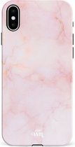 xoxo Wildhearts Marble Dusty Pink - Single Layer - Hardcase hoesje geschikt voor iPhone X / Xs hoesje roze - Roze shockproof case geschikt voor Apple iPhone X / Xs hoesje marmer - Roze