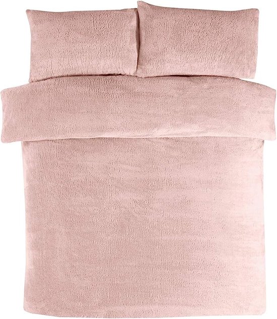 ensemble de dekbedovertrek avec taies d'oreiller, chaud, confortable, super doux, pour lits simples, Blush Pink