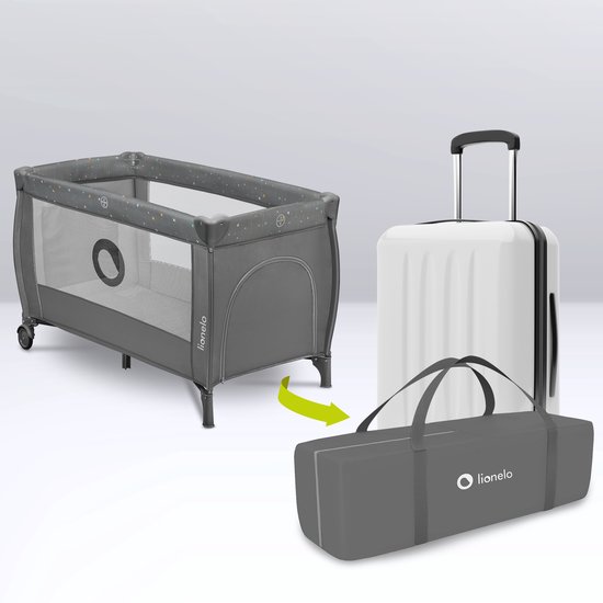 Lionelo Campingbedje Stefi Plus 2in1 - Meegroeibed - Reisbedje en box voor kinderen tot 15 kg - Zijrtis - Hoogwaardige schuimmatras - Snel opvouwbaar van LIONELO — afbeelding 2