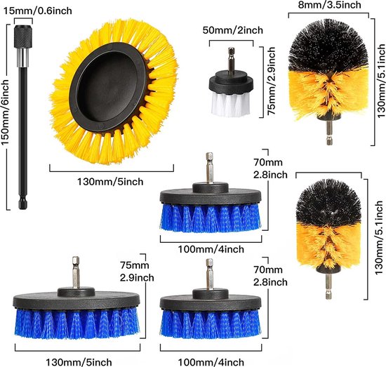 Ensemble de brosses perceuse 25 pièces - Brosse à récurer éponge