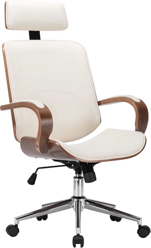 vidaXL-Kantoorstoel-draaibaar-met-hoofdsteun-kunstleer-en-hout-crème