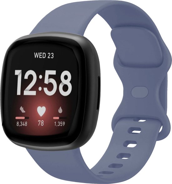 Strap-it Smartwatch bandje - siliconen horlogebandje geschikt voor Fitbit Versa 3 / Fitbit Versa 4 / Fitbit Sense / Fitbit Sense 2 - grijsblauw - Maat: Maat L