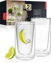 2 x 270 ml drinkglazen set dubbelwandig – dubbelwandige glazen voor cocktails, water, thee, koffie of longdrinks – vaatwasmachinebestendig