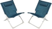 Sunnydays Havana camping/strand stoel - 2x - aluminium - inklapbaar - blauw - L49 x B62 x H61 cm