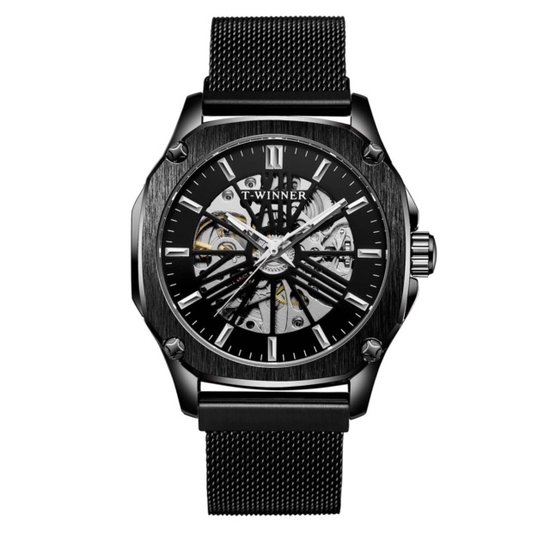 Tourbillon Skeleton Horloge Zwart | Waterafstotend | Cadeau Giftbox | Zwart | Automatic Horloges | Automatisch Watchwinder | Skeleton Horloges Unisex Skeleton Herenhorloge | Vaderdag Cadeau