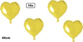 10x Folieballon Hart geel (45 cm) - trouwen huwelijk bruid hartjes ballon feest festival liefde white