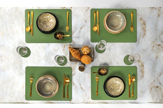 ZICZAC - Set de table TOGO - Lot de 6 - Double face - Simili cuir - 33x45 cm, aneth