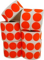 Sticker Set - "Oranje Fluor" - 10 Rollen - 1000 Stuks per rol - Etiketten - 35mm - Sluitsticker - Promotie Sticker - Bulkverpakking