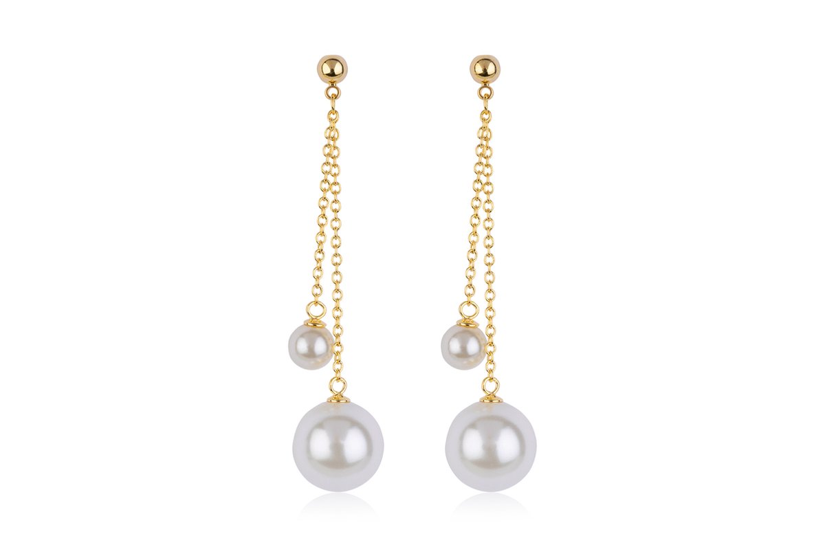 Di Lusso - Oorstekers Amy - Hoogwaardig messing - Gold plated - Immitatieparels