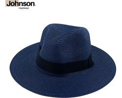 Panama hoed heren & dames - Fedora - Zonnehoed - Strohoed - Strandhoed - Maat: 58cm verstelbaar - Kleur: Donkerblauw