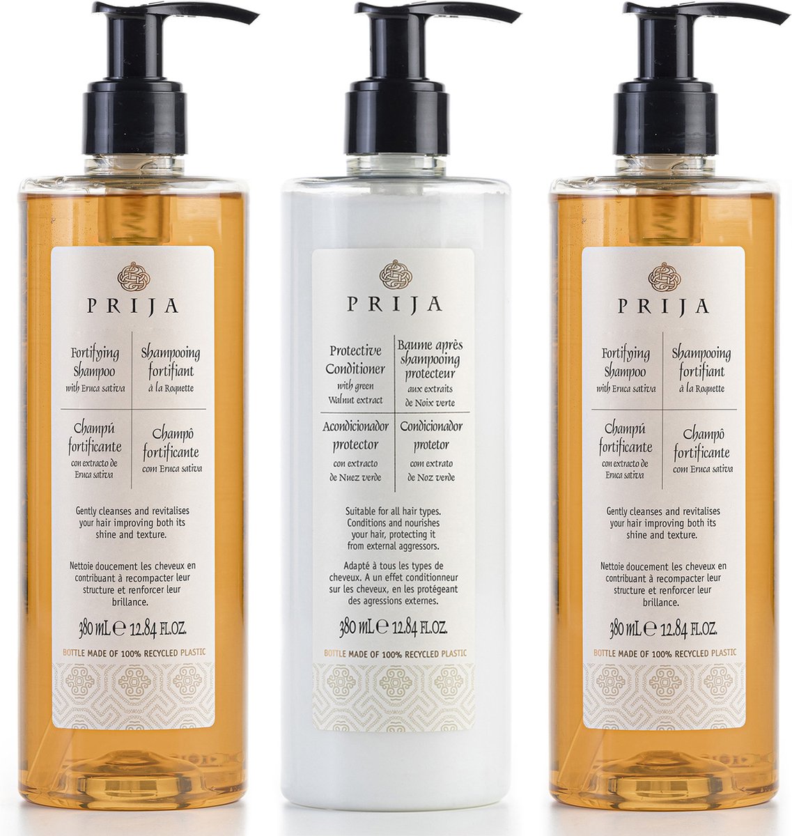 PRIJA - Cosmetica set: 2x rucola shampoo + 3x380ml beschermende conditioner