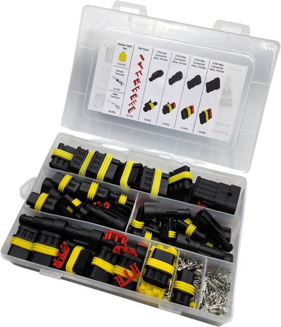 Foto: Lb tools professioneel superseal kabel connector assortiment met 352 delig kabelverbinder met 1 pin 2 pin 3 pin en 4 pin kabelschoentjes