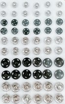 3BMT Drukknopen Set - Zwart en Zilver - 60 stuks