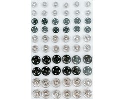 3BMT Drukknopen Set - Zwart en Zilver - 60 stuks