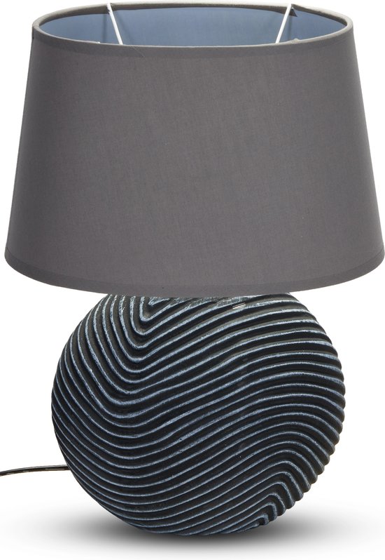 Lampes de table ou de chevet BRUBAKER Zen Garden , lot de 2 pièces, gris anthracite, pieds en céramique bicolore, finition mate, hauteur 38 cm