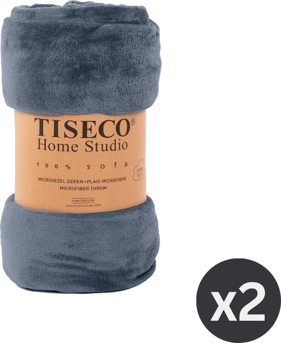 Tiseco Home Studio - Plaid COSY - SET/2 - microflannel - 220 g/m² - 130x160 cm - Bluestone