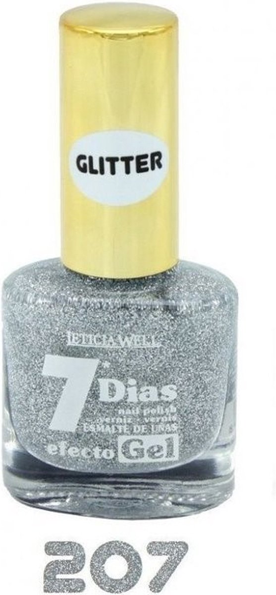 Leticia Well - Nagellak - Transparant met zilver mini glitters - 1 flesje met 13 ml inhoud - Nummer 207