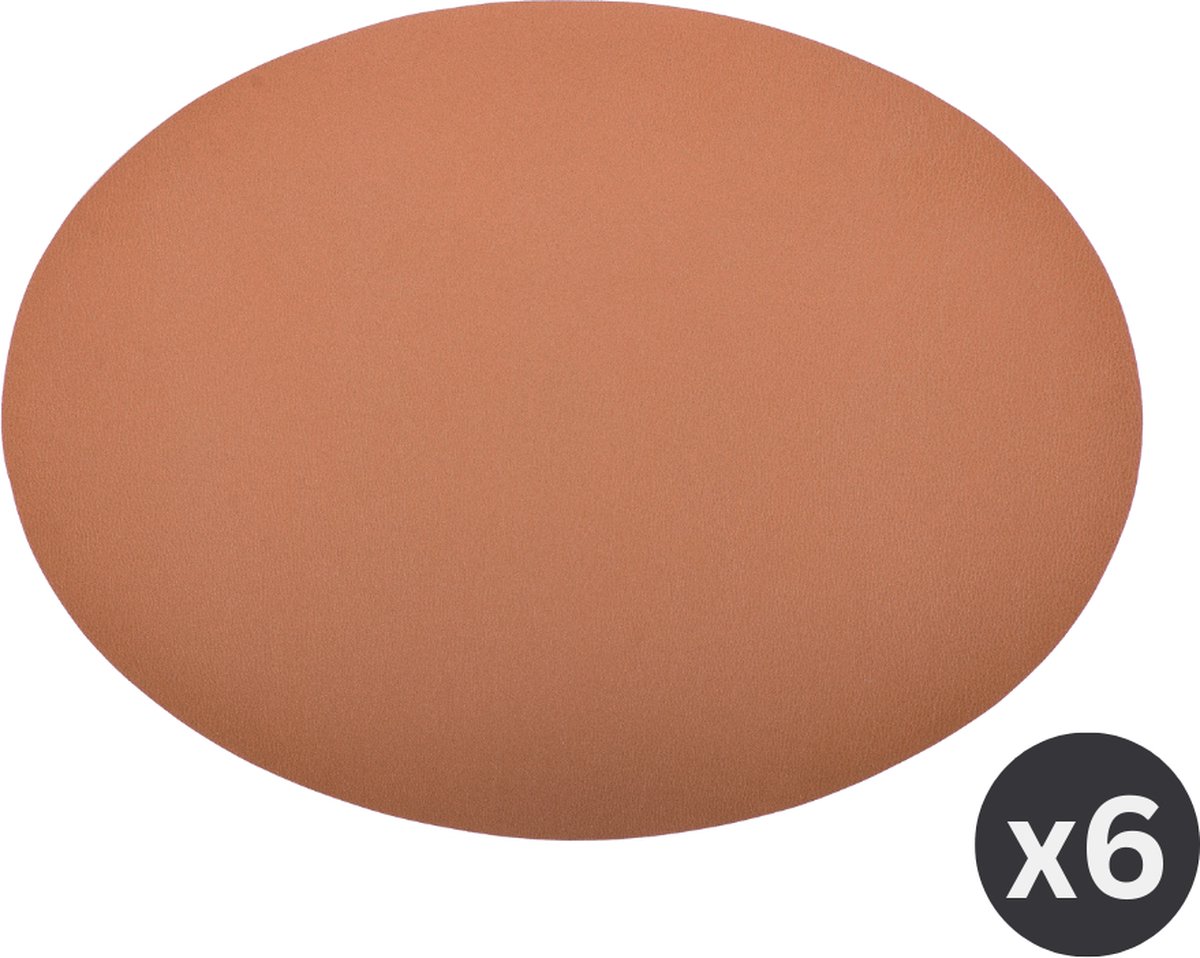 Placemat Togo ovaal kunststof SET/6 peach caramel 33x45cm