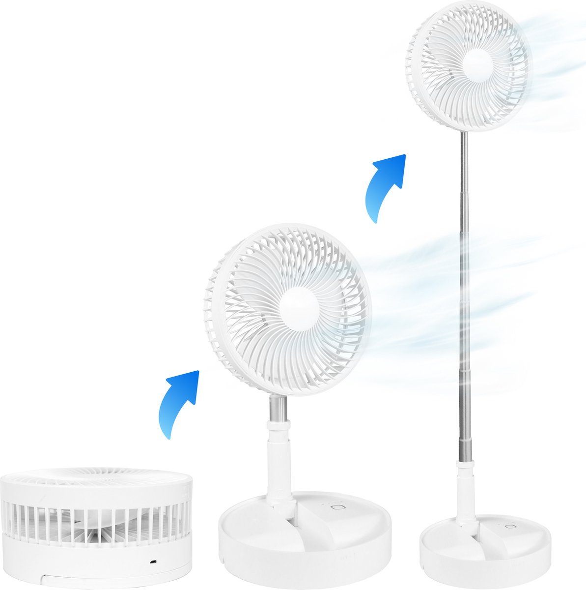 Silvergear Statiefventilator - Staande Ventilator Geruisloos - Cooling Stille USB Standing Fan - Wit