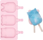 We Might Be Tiny - Frosties Powder Pink - Silicone Popsicle Moulds - IJsvorm - Beer - Konijn - Kat - Roze