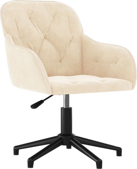 vidaXL Chaise de bureau pivotante en velours de couleur crème