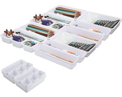 Keukenlade-organizer, 16-delig lade-organizersysteem met opbergdoos in 3 maten, opbergdoos voor keuken, thuis, kantoor en thuis (wit)