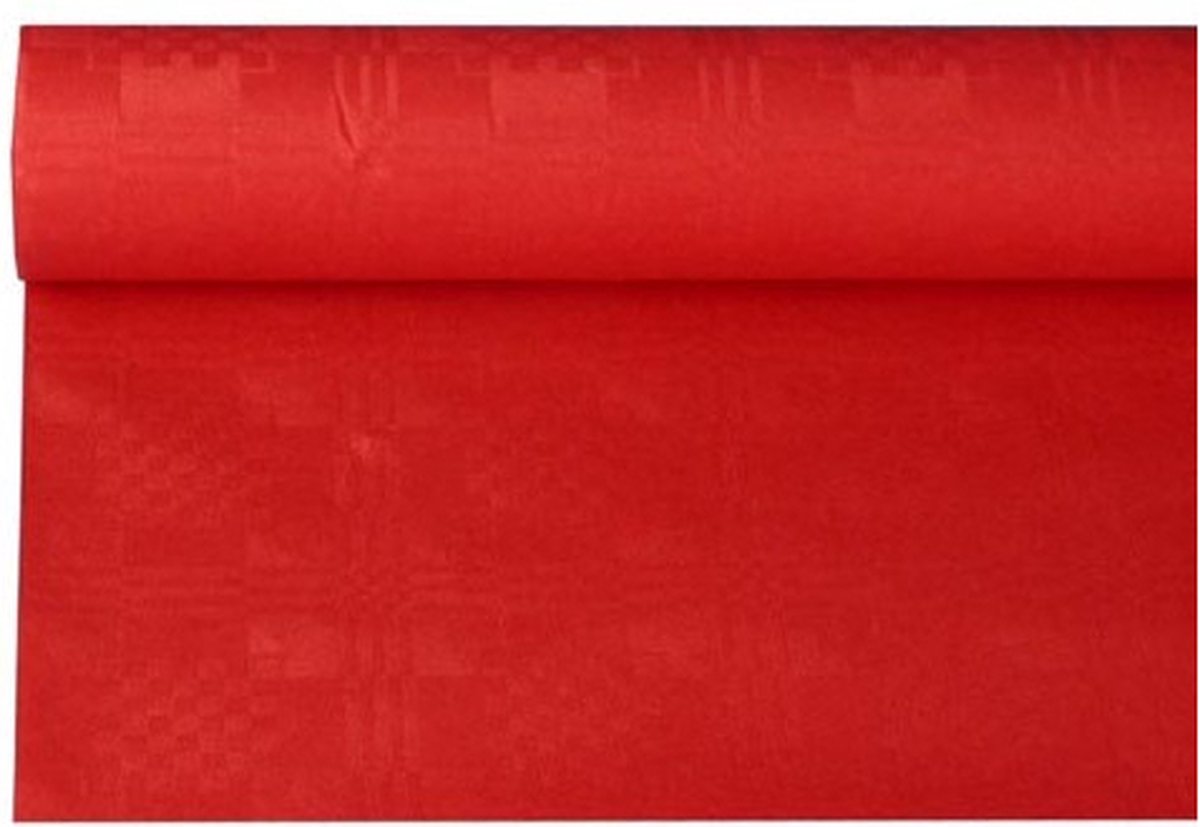 12x Tafelkleed papier met damastprint 8 m x 12 m rood