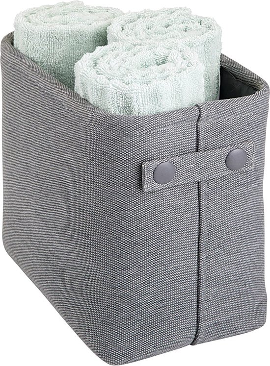 Opbergbox - opbergmand - voor huishoudelijke en badkameraccessoires - perfect voor handdoeken - met geïntegreerde handvatten/stof - antraciet