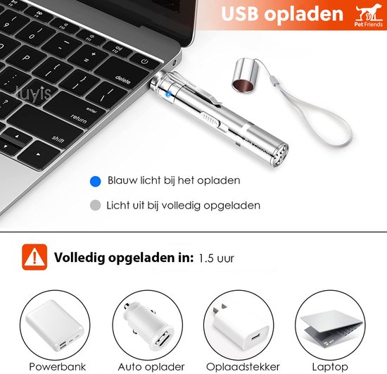 PetFriends USB Laserpen voor Katten – Oplaadbaar – Laser Kattenspeelgoed