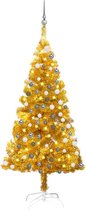 vidaXL - Kunstkerstboom - met - verlichting - en - kerstballen - 150 - cm - PET - goud