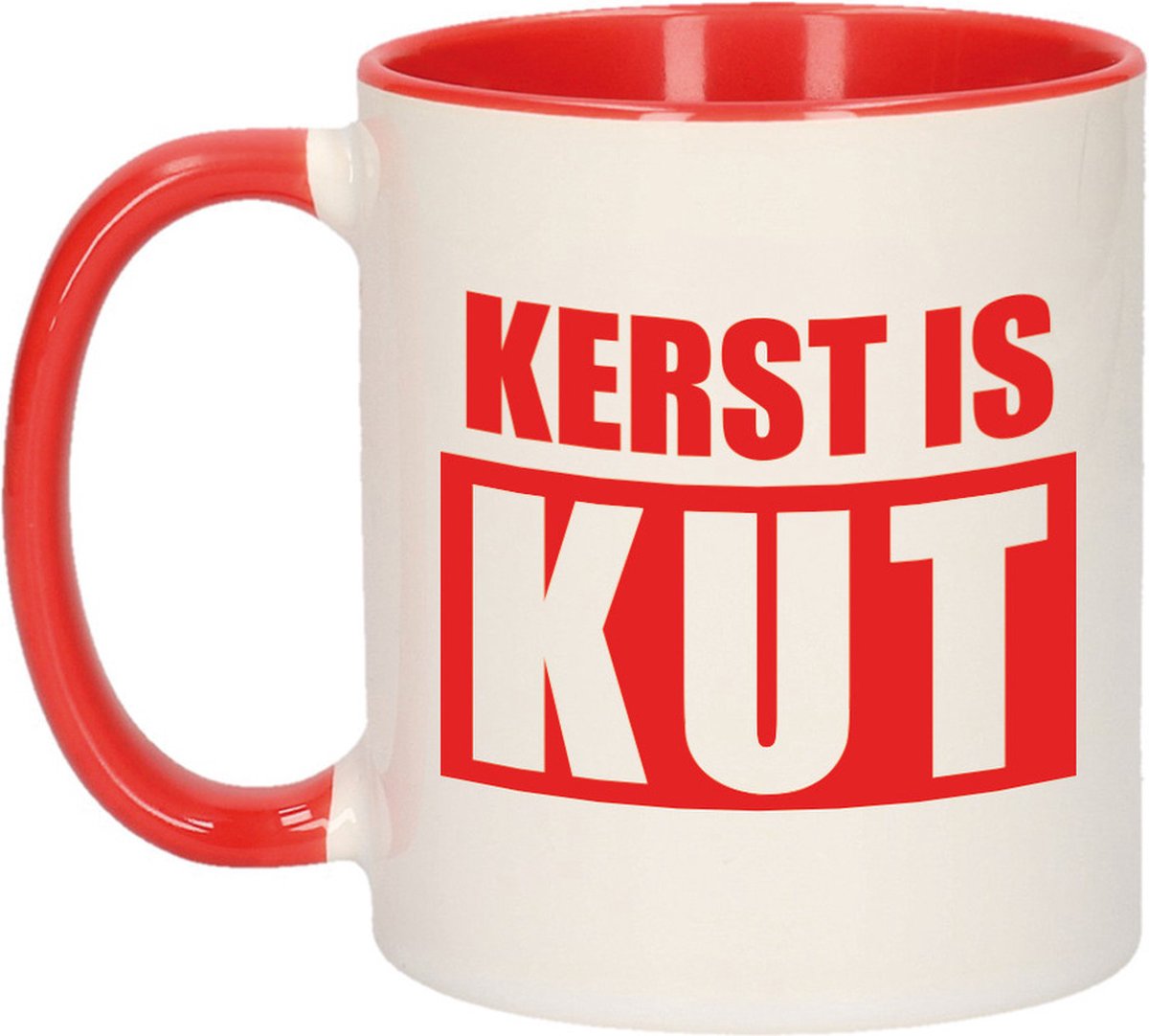 Bellatio Decorations Koffiemok - Kerst is kut - 300 ml - keramiek - kerstcadeau - kerstmis