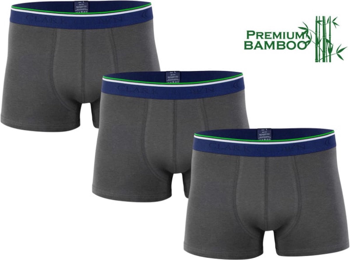3 stuks Heren boxershorts - Bamboe - Ondergoed - Antraciet - Maat XL