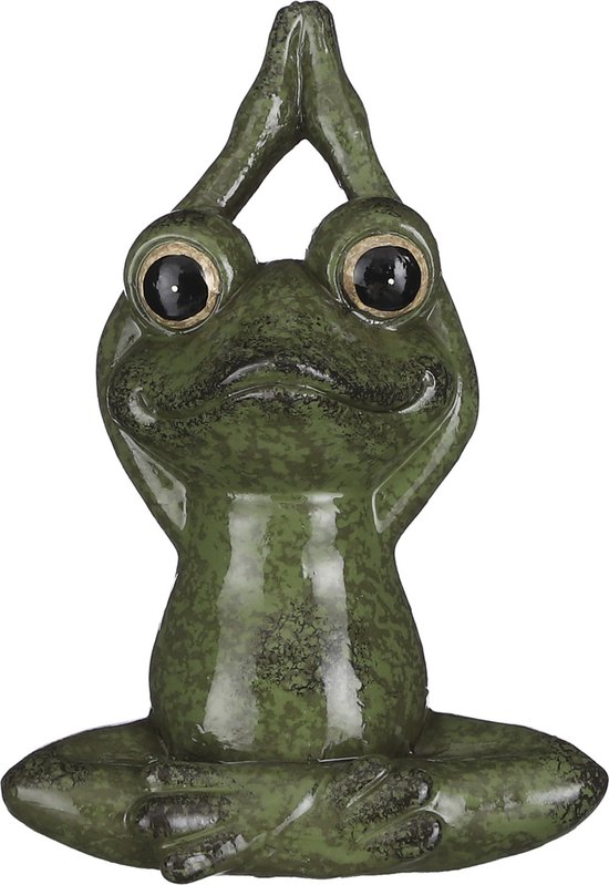 Figurine grenouille/crapaud assis céramique vert mousse 21 cm décoration  jardin 
