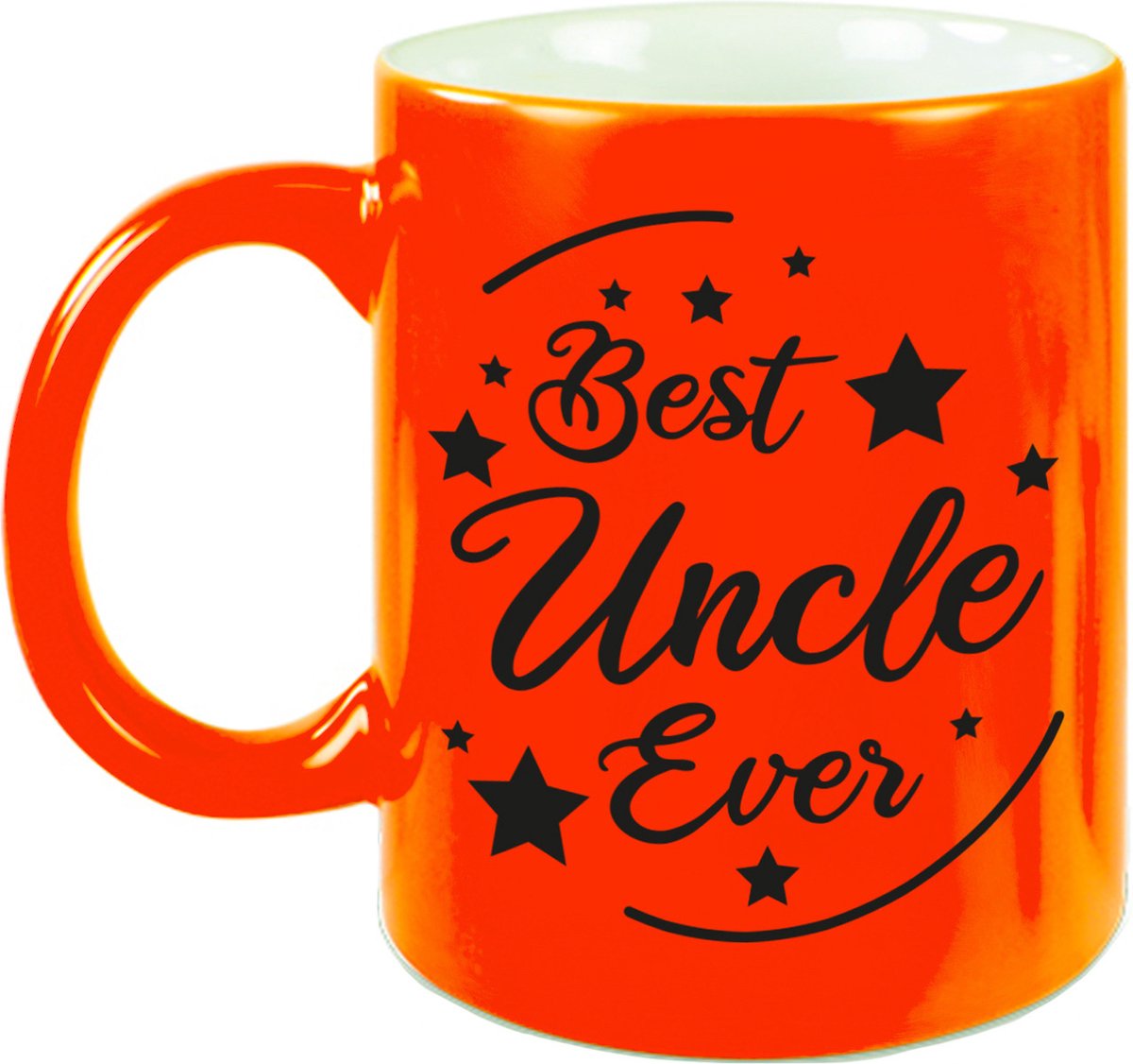 Best Uncle Ever cadeau mok / beker - neon oranje - 330 ml - verjaardag / bedankje oom