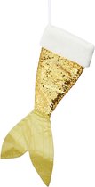 Kerstversiering kerstsok zeemeerminnen staart goud/wit 45 cm