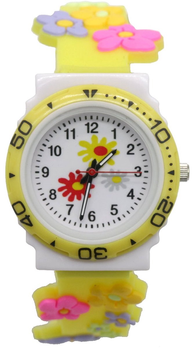 Horloge voor Kinderen - Bloemen - Kast 32 mm - Geel