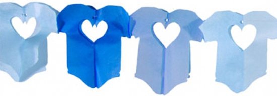 Blauwe baby slinger met rompertjes - 600 cm - papier