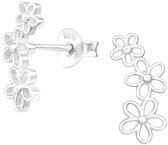 Joy|S - Zilveren bloem oorbellen - 3 bloemen oorknoppen - 6 x 13 mm - bloemetjes
