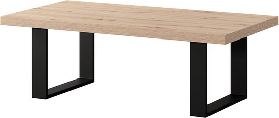 BAKAJI Bijzettafel Salontafel voor woonkamer, Tafel, rechthoekig, modern, industrieel design, metalen frame met legplank van donker MDF-hout, afmetingen 106 x 60 x 45 cm